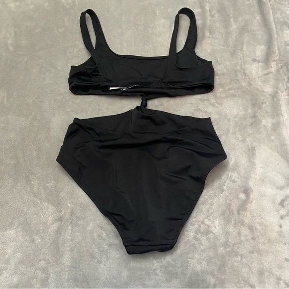 Solid and Striped Solid Black Bailey Knot One-Piece Swimsuit 21877 - Picture 4 of 8